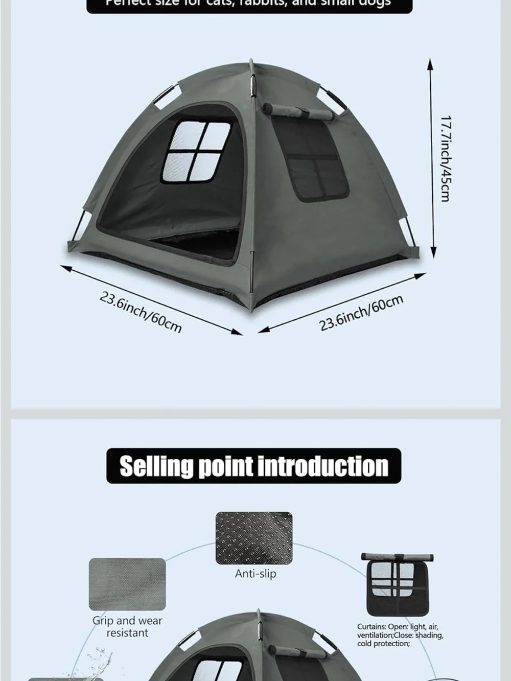 Pet Pop-Up Cat Bed Tent - Gray